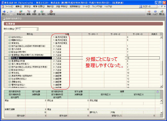 分類ごとになって整理しやすくなる