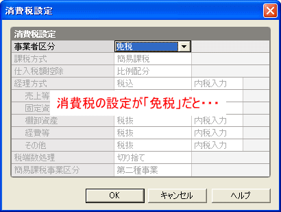 消費税を免税事業者の設定にすると