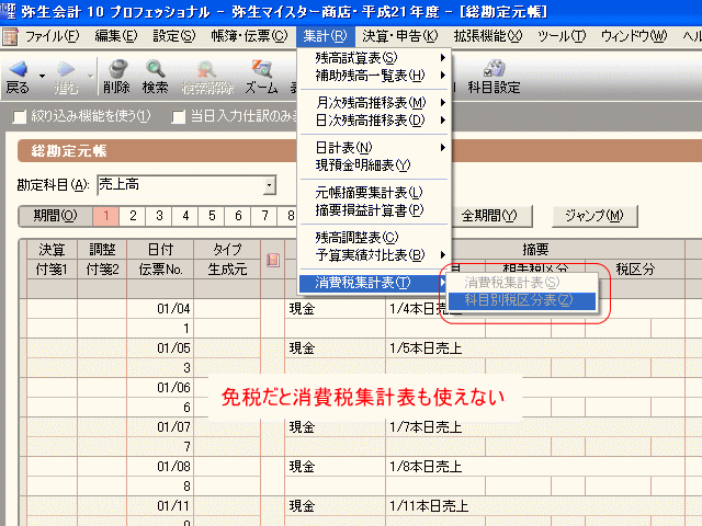 免税だと消費税の集計もなくなる