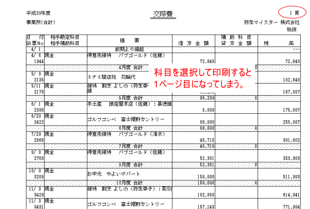 科目を選択すると選択した科目から通し番号になる。