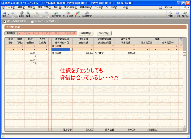 仕訳の貸借は間違っていない