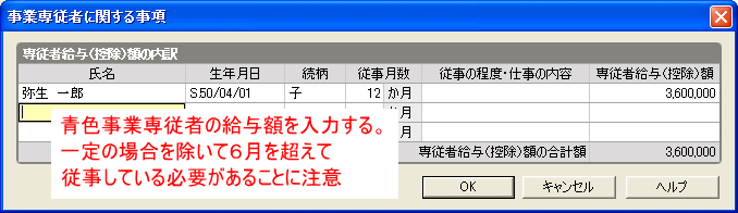 青色事業専従者の要件に注意